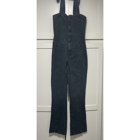 Free People Lucky Day One-Piece Jumpsuit Sz 8 Women Casual Boho Denim Black NEW - Picture 10 of 10